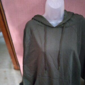 Plus Size Warm & Soft Olive Green Heavy Nylon Hoodie with Flannel Lining